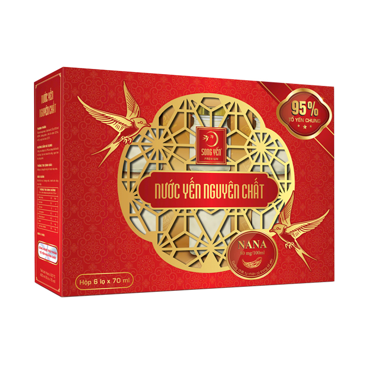 Nước Yến Nguyên Chất (Tổ Yến Chưng 95%) - Hộp 6x70ml